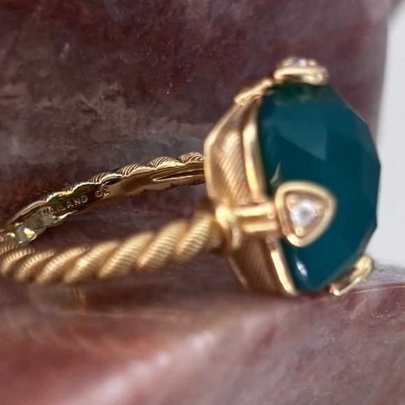 Judith Ripka Ring Gold Clad
925 Silver Green Goddess Pincushion CZ Ring - Picture 3 of 8